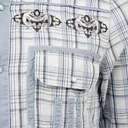 X Ray Men's Western Plaid Embroidered Shirt