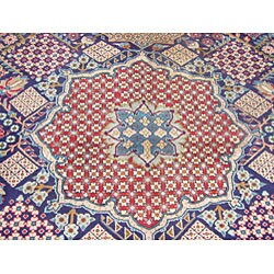Persian Kashan Navy/ Ivory Rug (9'3 x 13'4)