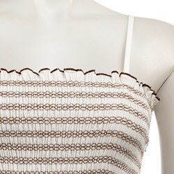 Magic Women's White/ Brown Tube Top Embroidered Dress