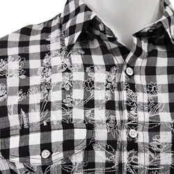 Vintage Red Men's Embroidered Black/ White Check Shirt