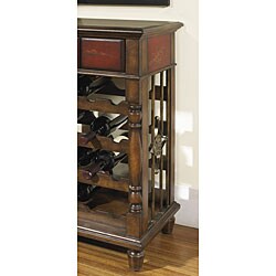 Hand-painted Rouge and Walnut Wine Accent Chest