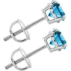 14k White Gold 1/5ct TDW Blue Diamond Stud Earrings (SI1)