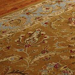 Handmade Heritage Shahi Brown/ Blue Wool Rug (6' x 9')