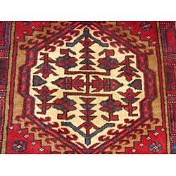 Persian Hamadan Red/ Ivory Rug (3'5 x 11')