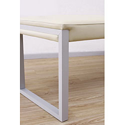 Creme Manhattan Leather Bench