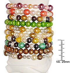 Multi-colored Pearl Elastic Bracelets (Set of 10)