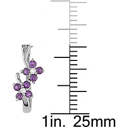 14k White Gold Amethyst and Diamond Hoop Earrings