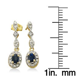 10k Yellow Gold Blue Sapphire and Diamond Earrings