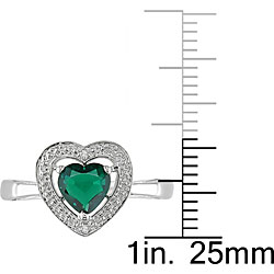 10k Gold Created Emerald and Diamond Heart Ring