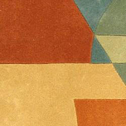 Handmade Rodeo Drive Krave Blue/ Rust New Zealand Wool Rug (7' 6 x 9' 6)