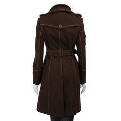 J Lo Women's Double-breasted Wool Blend Trench Coat 