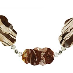 Handmade Silver Agate Floral Bead Necklace (Thailand)