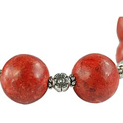 Silver Coral with Floral Beads Bracelet (Thailand)