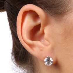 10k Gold Created White Sapphire Stud Earrings