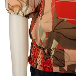 FINAL SALE Piano Women's Coral Print Button Placket Top