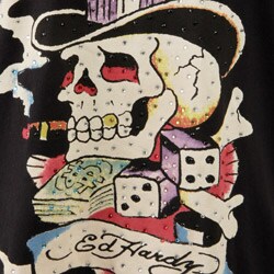 Ed Hardy Men's Black Double-sleeve Smoking Brad T-shirt