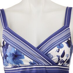 Madison Leigh Women's White/ Blue Surplice Dress
