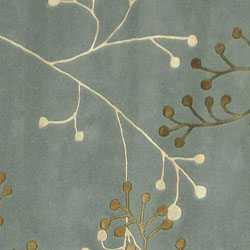 Handmade Soho Vine Light Blue New Zealand Wool Rug (8' Round)