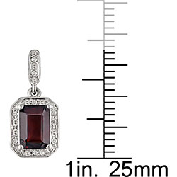 10k White Gold Garnet and Diamond Earrings