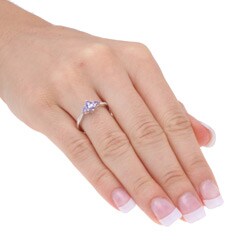 14k White Gold Tanzanite and Diamond 3-stone Ring