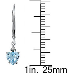 10k White Gold Blue Topaz and Diamond Earrings