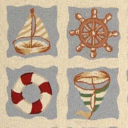 Hand-hooked Sailor Ivory Wool Rug (3'9 x 5'9)