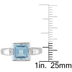 10k White Gold Blue Topaz and Diamond Ring