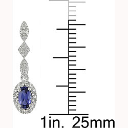 10k White Gold Created Tanzanite Diamond Earrings