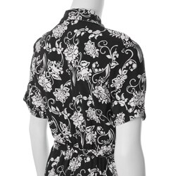 Adi Designs Floral Print Belted Button-front Maxi Dress