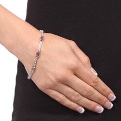 Glitzy Rocks Sterling Silver Amethyst and Diamond Accent Bracelet