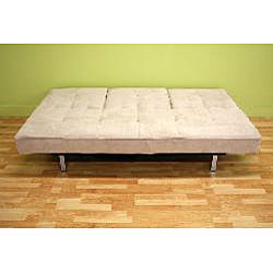 Beige Split-back Convertible Sofa/ Bed