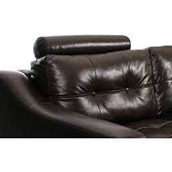 Natalie Brown Leather Tufted Sectional Sofa