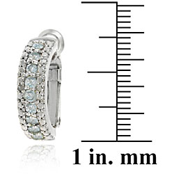 Glitzy Rocks Sterling Silver Blue Topaz and Diamond Accent Semi-hoop Earrings