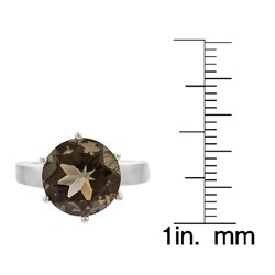 Sterling Silver Round Smokey Quartz Solitaire Ring