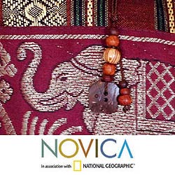 Cotton 'Red Elephant' Sling Tote Bag (Thailand)