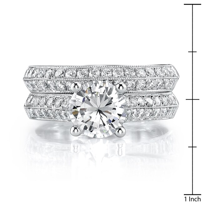 18k Gold 1 7/8ct TDW EGL Diamond Bridal Ring Set (I, SI1-SI3)