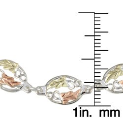Silver and 14k Black HIlls Gold 3-station Bracelet