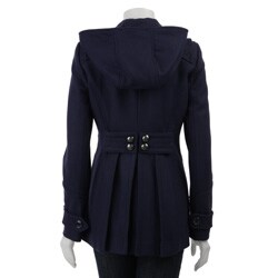 Miss Sixty Women's Double-breasted Hooded Wool Peacoat