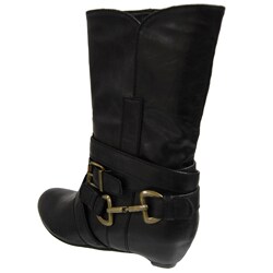 Bamboo by Journee Collection Women's Buckle Accent Mid-calf Boots