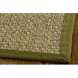 Hand-woven Casual Natural/ Olive Seagrass Runner (2'6 x 8')