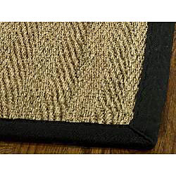 Hand-woven Diamonds Natural/ Black Seagrass Runner (2'6 x 8')