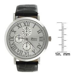Geneva Platinum Men's Faux Leather Strap Watch