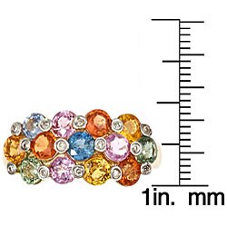 Dyach 14k Yellow Gold Multi-colored Sapphire and Diamond Ring