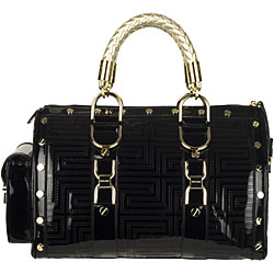 Versace Vernice Black Boston Bag
