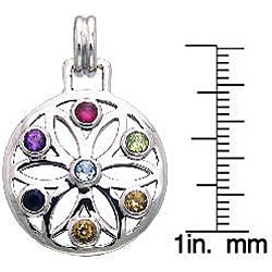Sterling Silver Gemstone Chakra Lotus Necklace