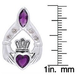 Sterling Silver Amethyst Bright Sparkle Claddagh Necklace