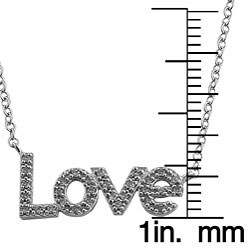 14k White Gold 1/10ct TDW Diamond Love Necklace