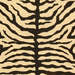 Indo Handmade Sumak Flatweave Zebra Print Rug (4' x 6')