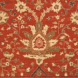 Hand-knotted Oushak Red/ Beige Wool Rug (9' x 12')