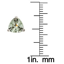 14k White Gold Green Amethyst Trillion Stud Earrings